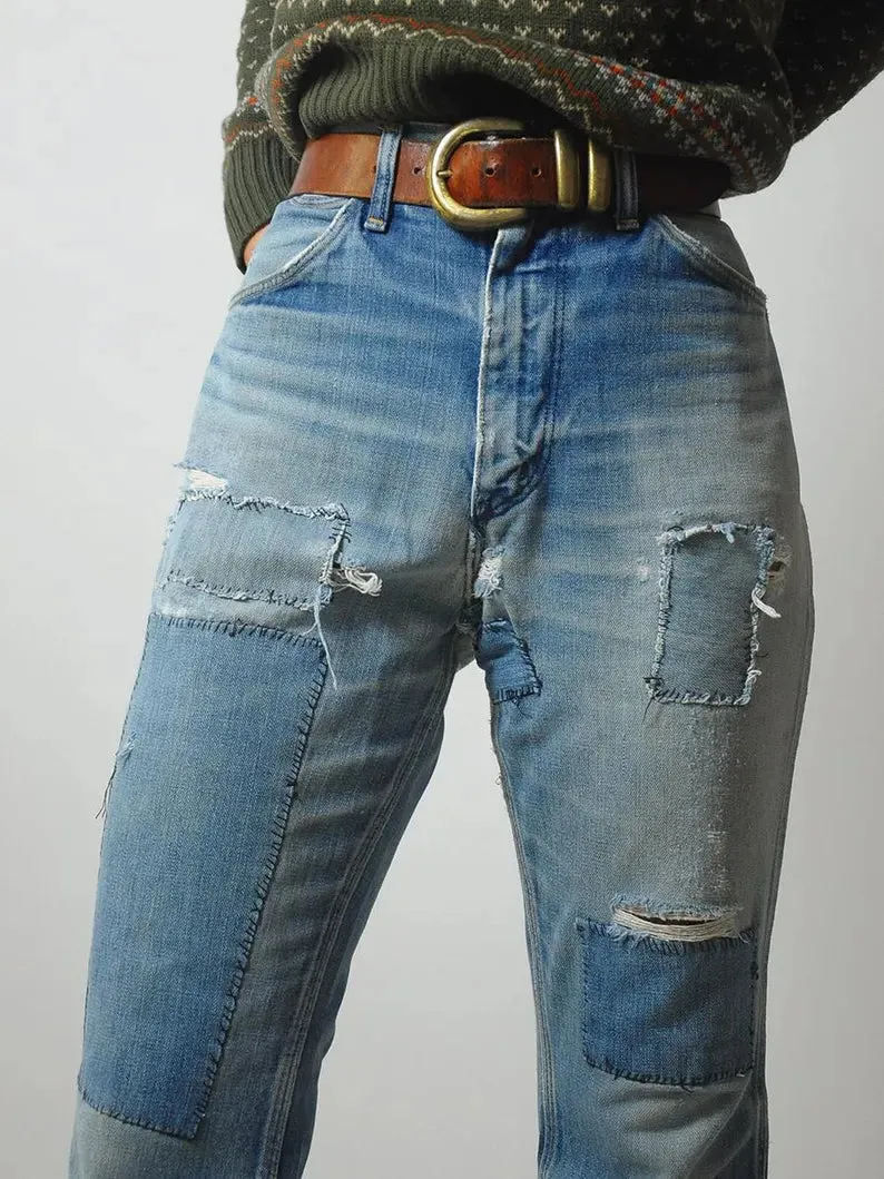 1970's Patched Maverick Jeans