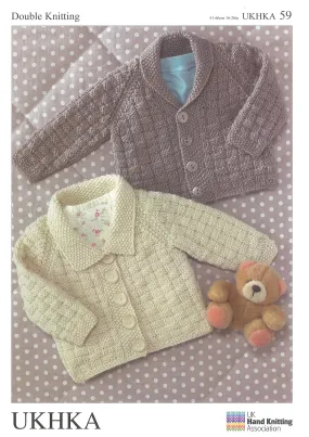 2 X Double Knitting Pattern Cardigans 0 To 6 years 41-66 cm 16-26 inches