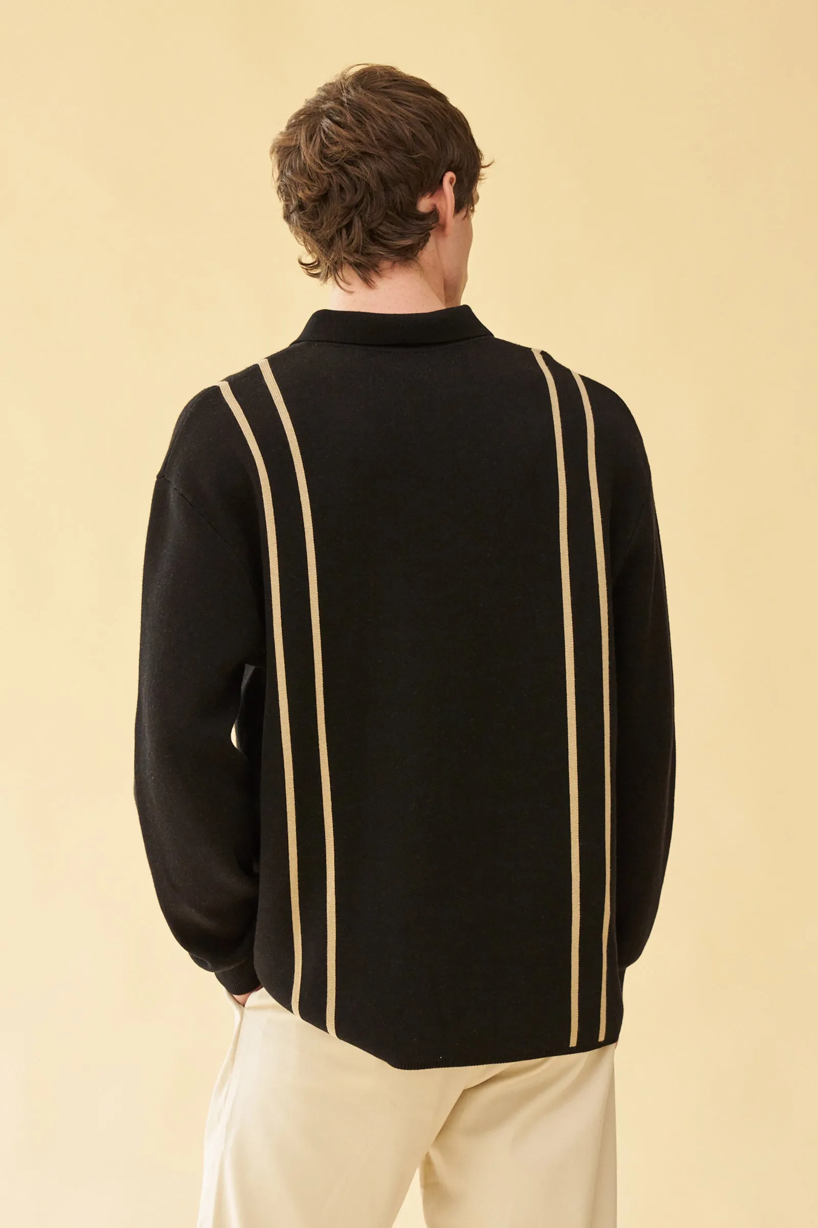 APRILE LS KNIT POLO - BLACK