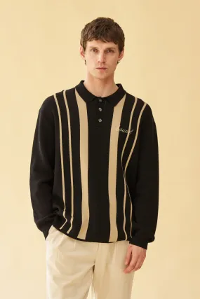 APRILE LS KNIT POLO - BLACK