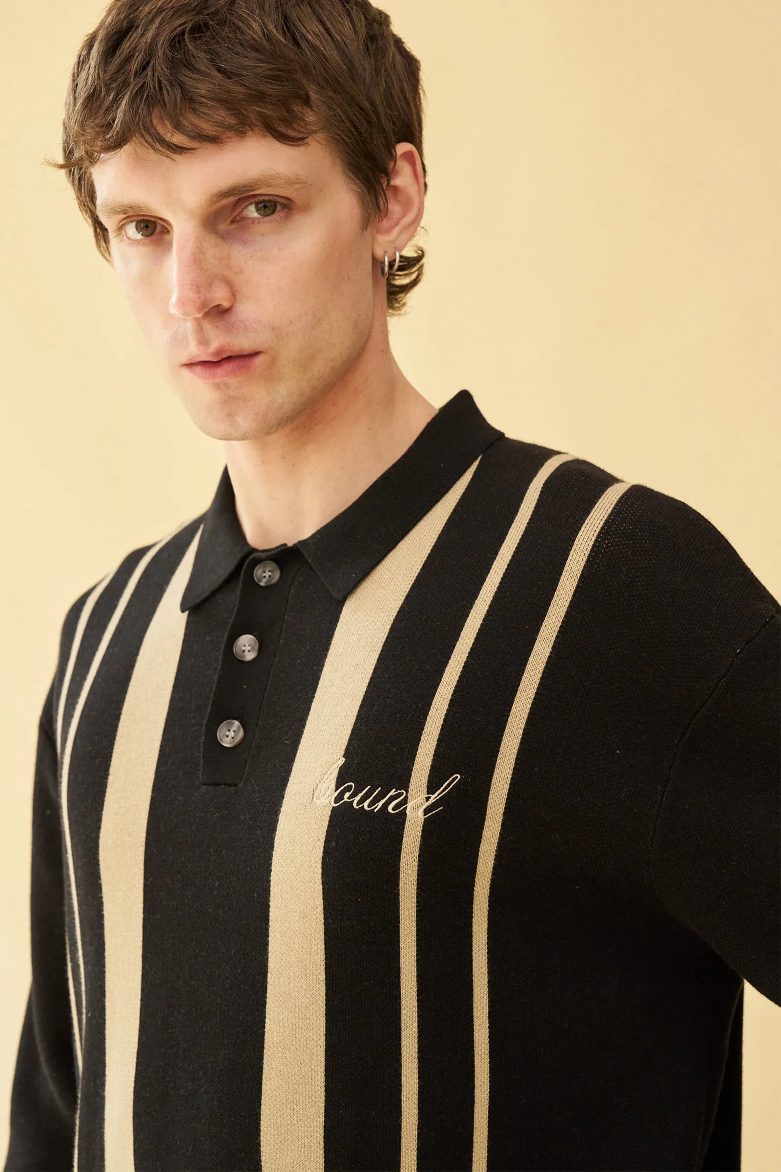 APRILE LS KNIT POLO - BLACK