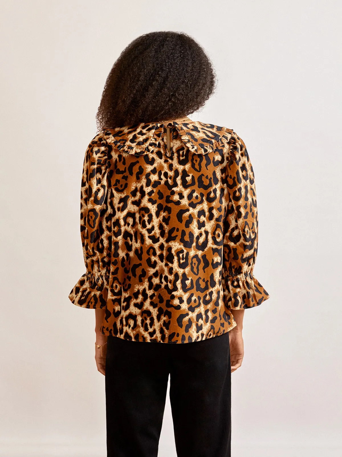 Arlett Animal Print Cotton Velvet Top