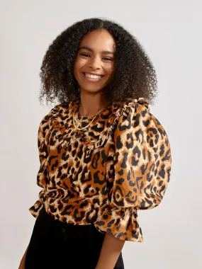 Arlett Animal Print Cotton Velvet Top