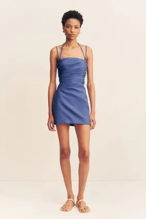 ASHER DRAPED MINI DRESS - OCEAN BLUE