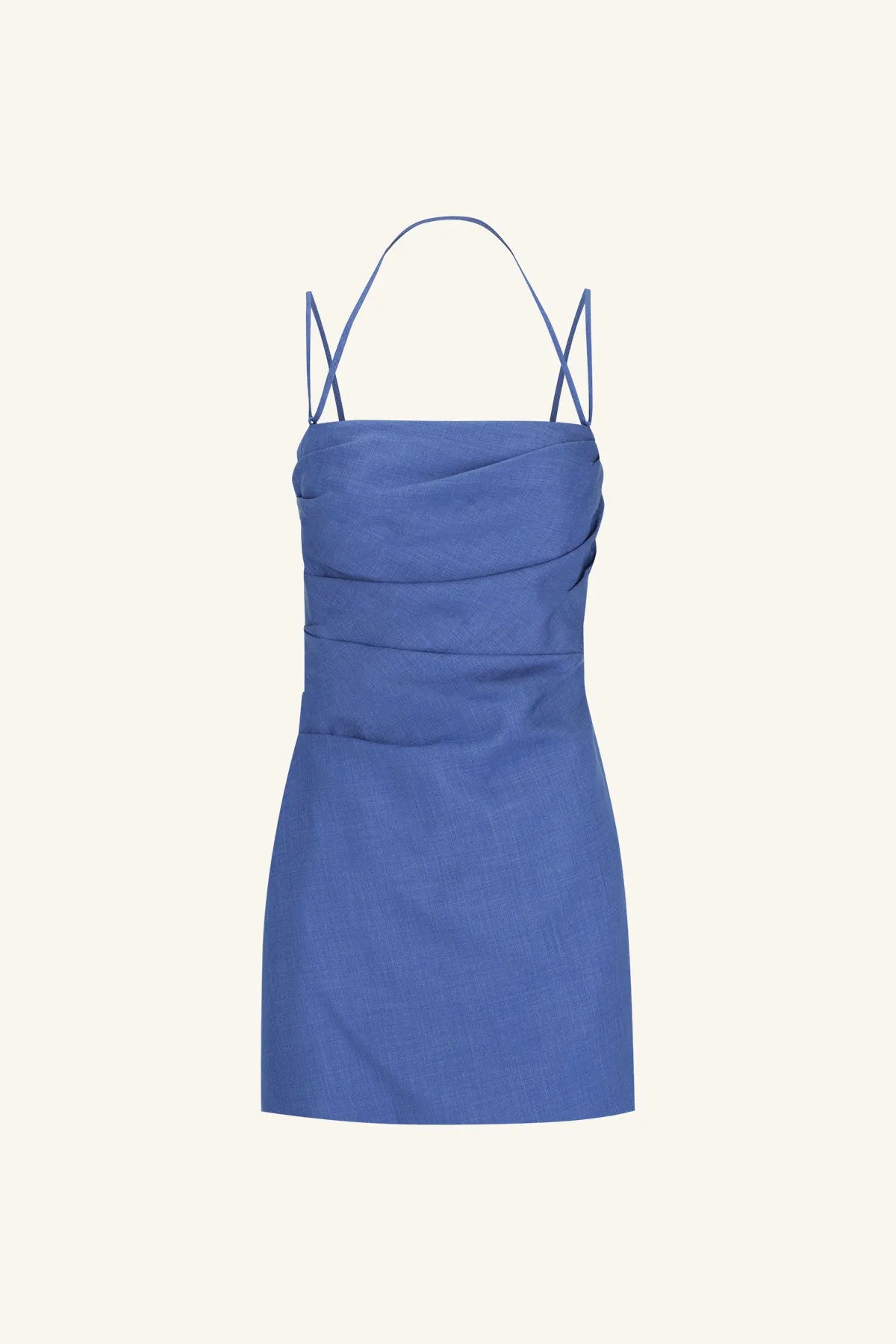 ASHER DRAPED MINI DRESS - OCEAN BLUE