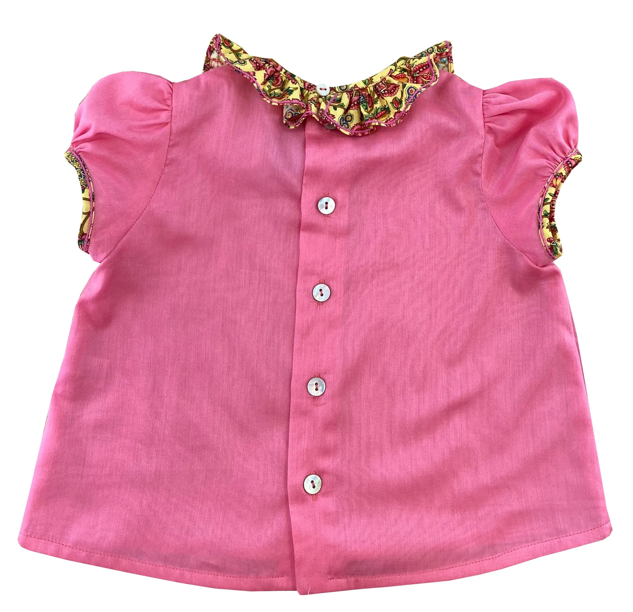 Bright pink frilled collar Marie Blouse