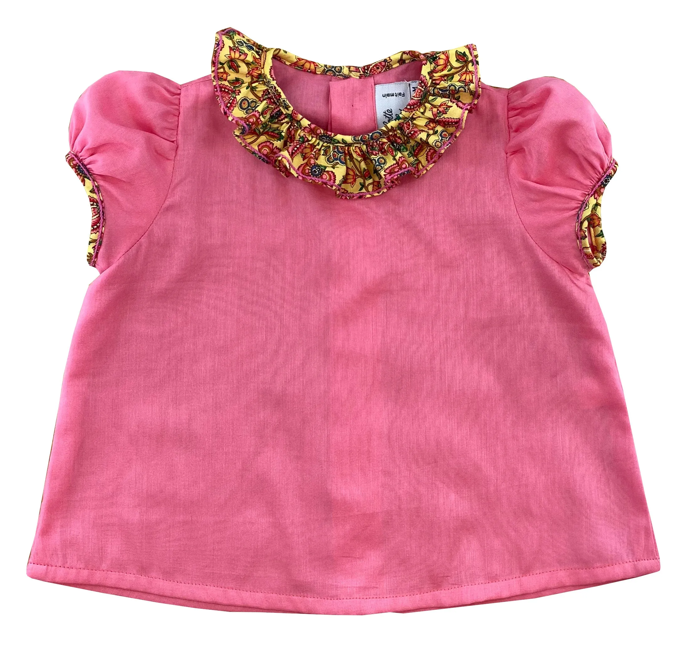 Bright pink frilled collar Marie Blouse