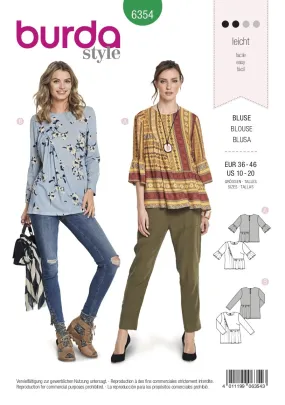 Burda Pattern B6354 Misses' Blouses (10-20)