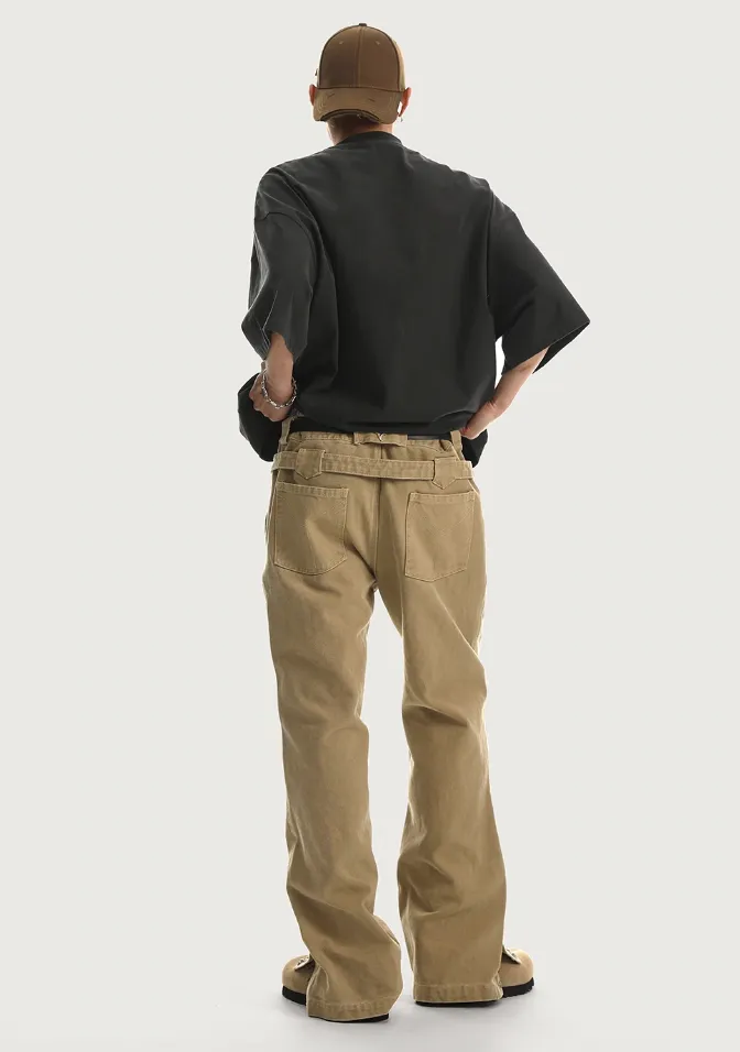 Canvas Structured Buckle Work Pants