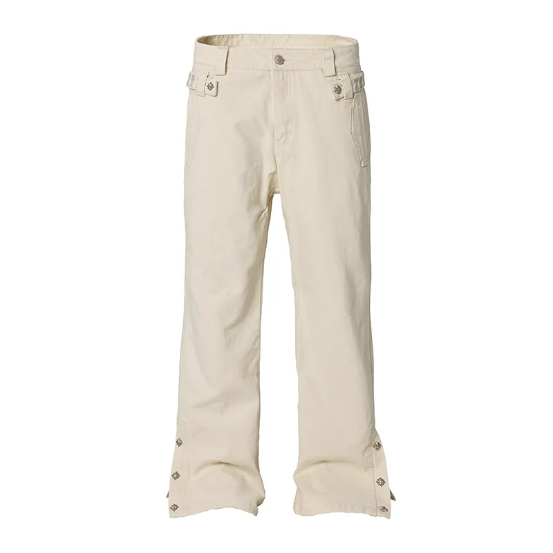 Canvas Structured Buckle Work Pants