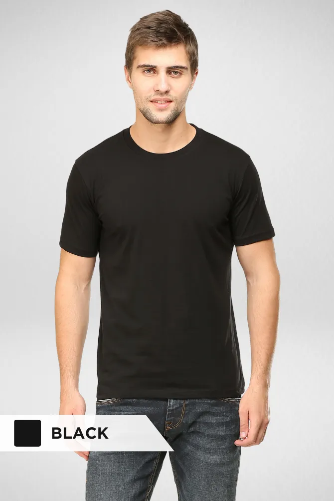 Charcoal Melange and Black Plain T-shirts Combo for Men