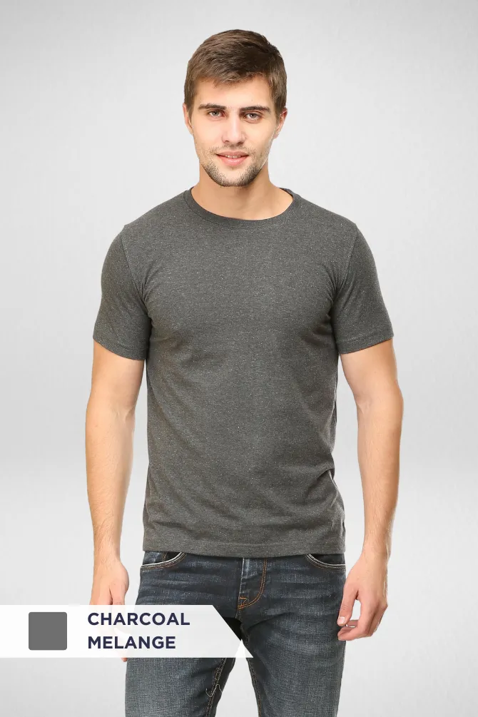 Charcoal Melange and Black Plain T-shirts Combo for Men