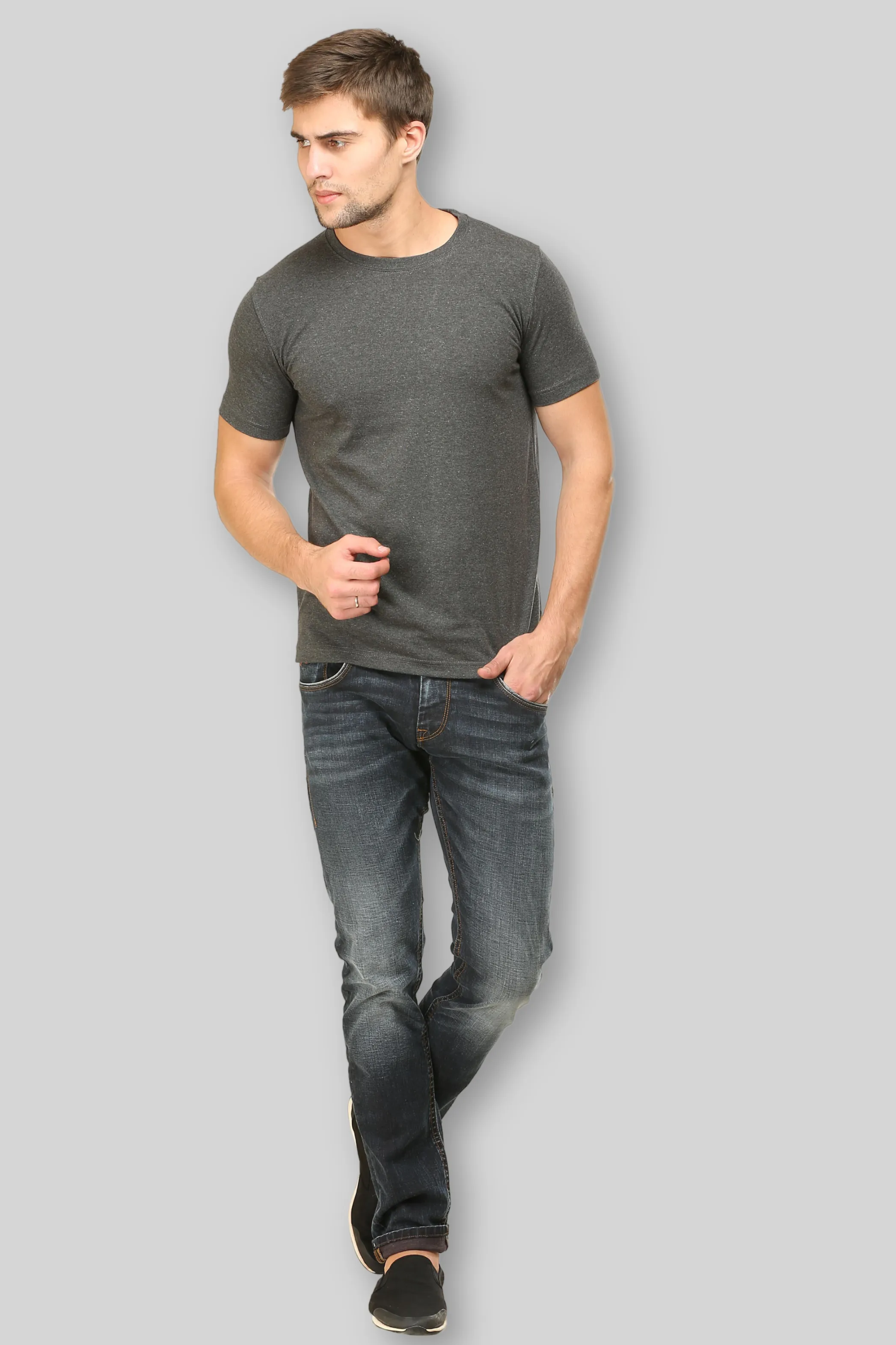 Charcoal Melange T Shirt for Men