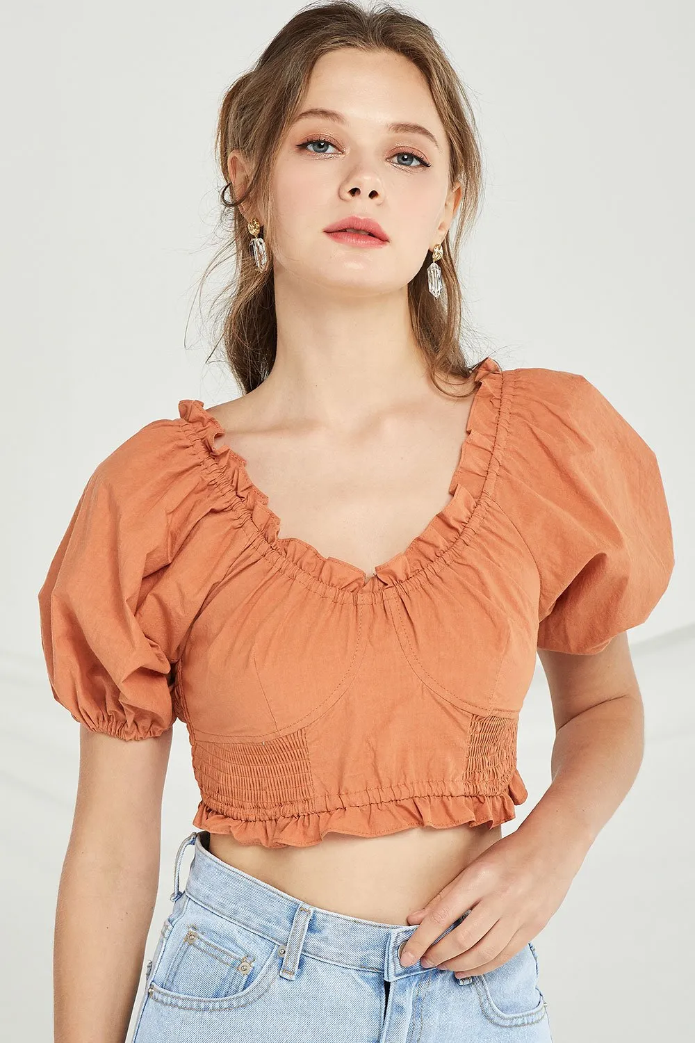 Charlie Frilled Smocked Crop Top