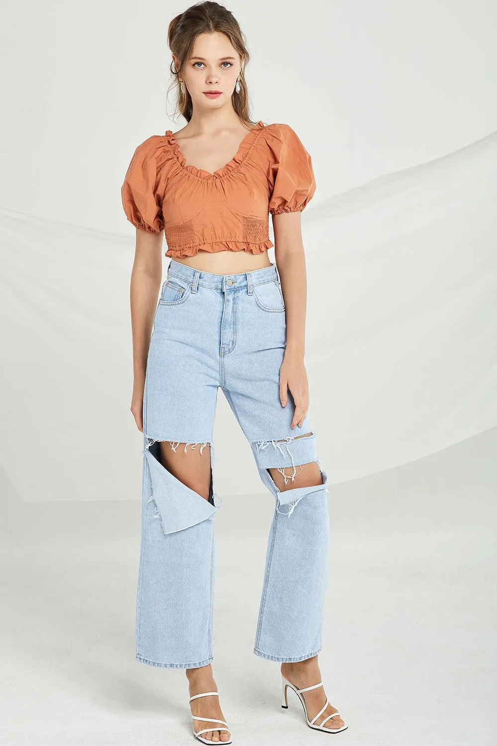 Charlie Frilled Smocked Crop Top