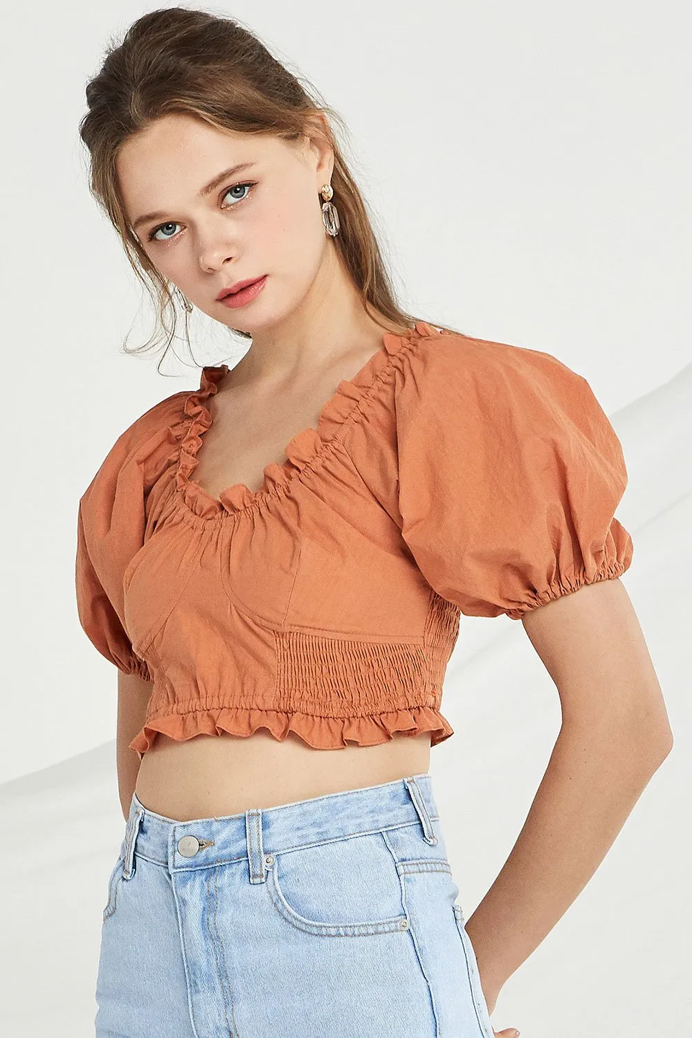 Charlie Frilled Smocked Crop Top