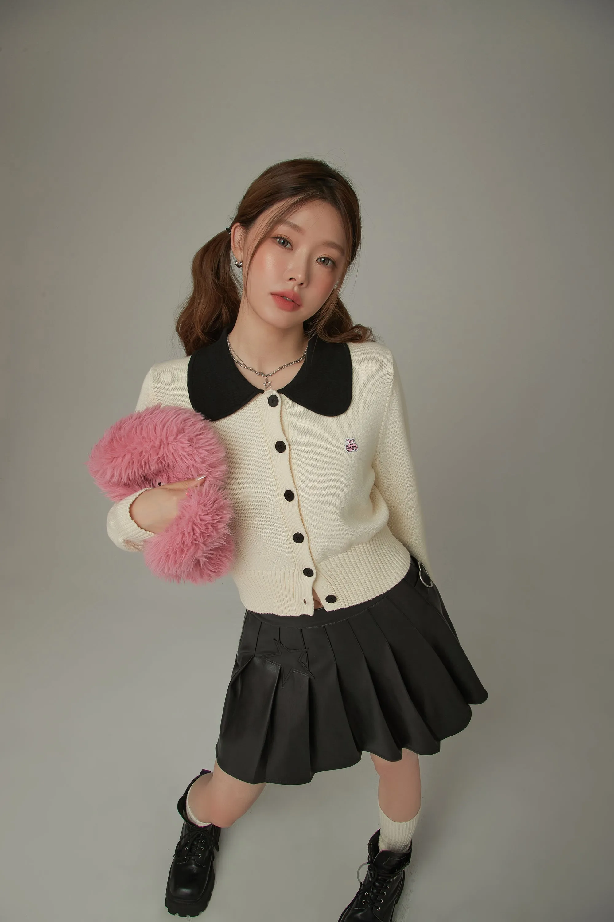 Color Collar Knit Cardigan