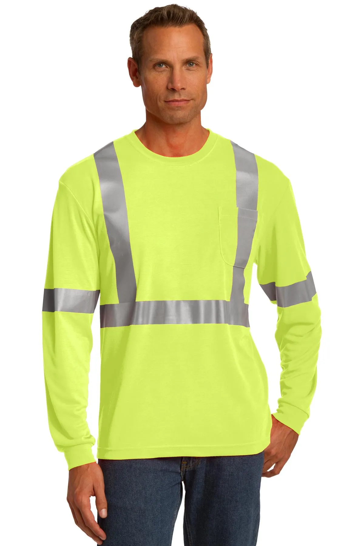 CornerStone® ANSI 107 Class 2 Long Sleeve Safety T-Shirt. CS401LS