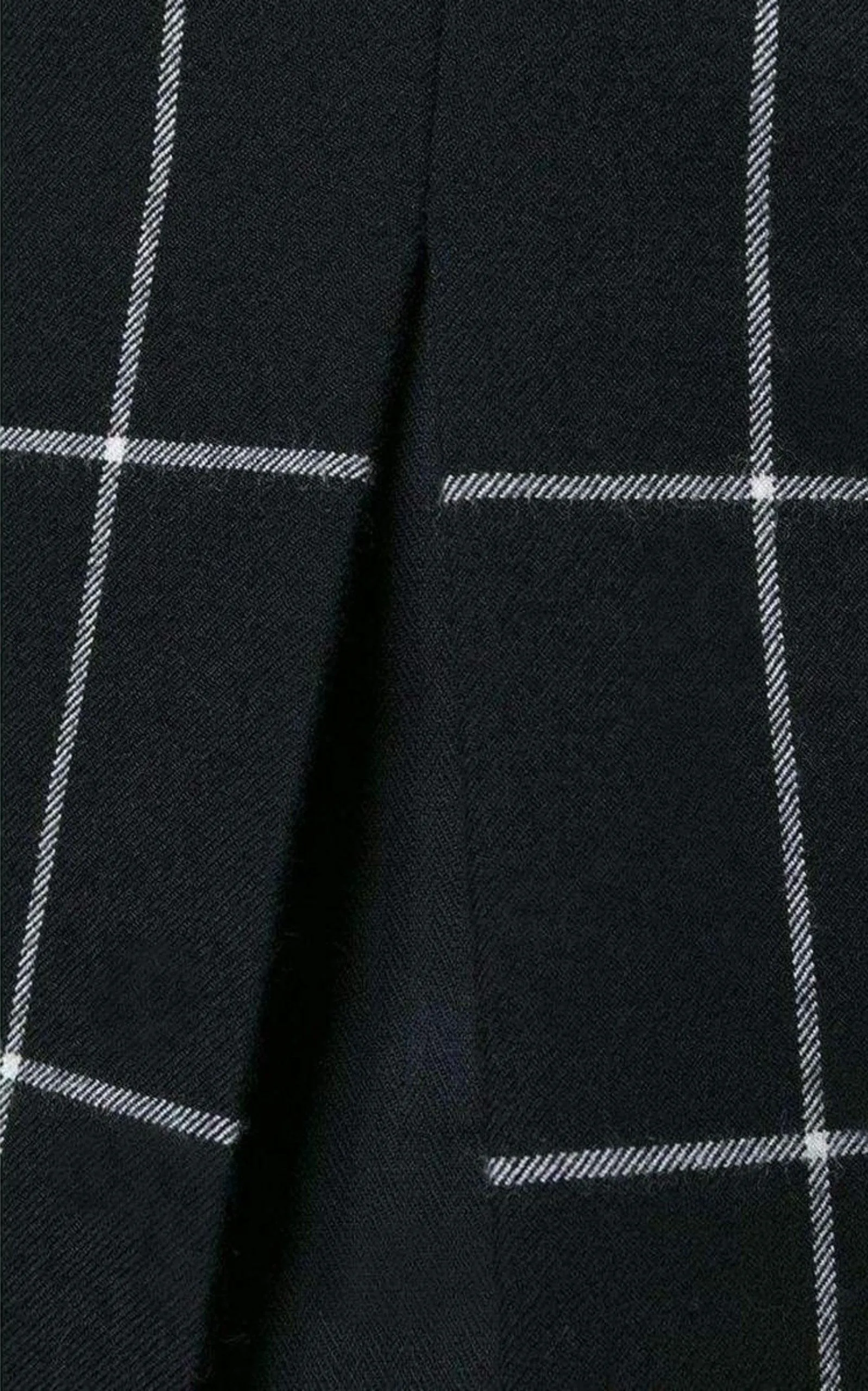 Cotton Twill-Paneled Checked Wool Skirt