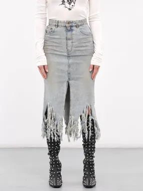 Distressed Midi Skirt (DS3-24-335-W-SKY)