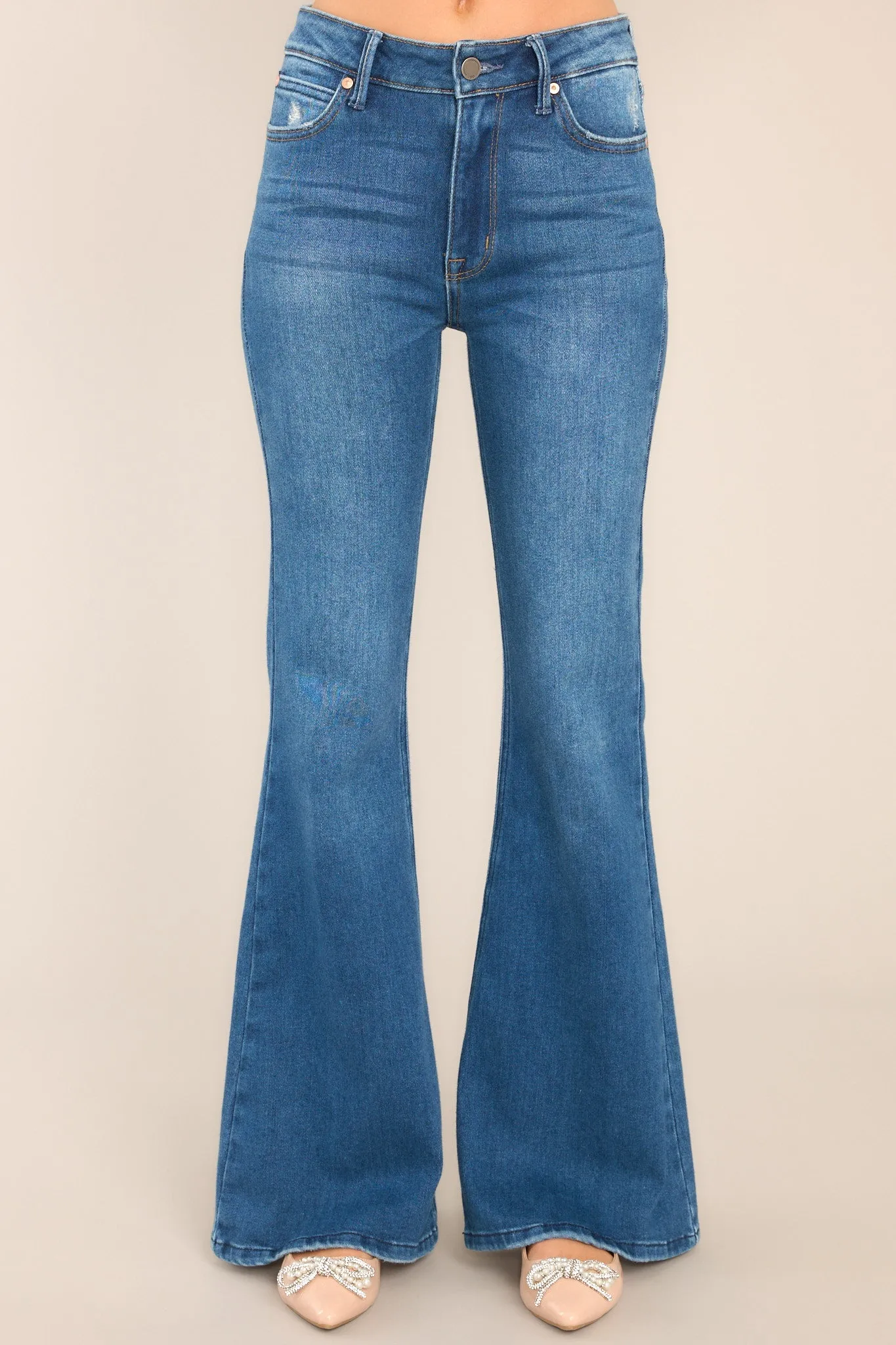 Down Memory Lane Dark Wash Stretch Flare Jeans