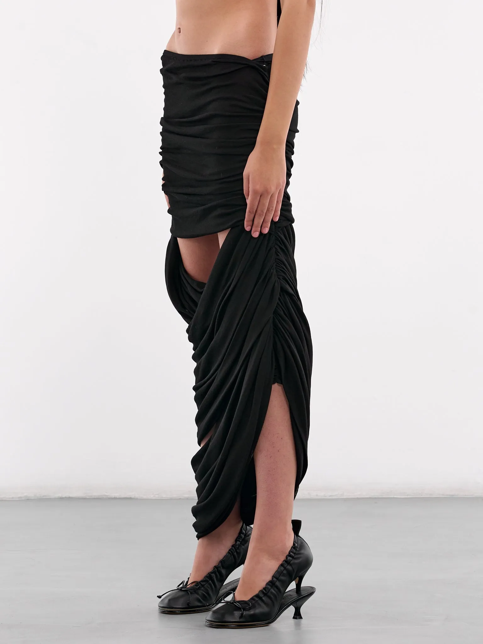 Draped Cut-Out Skirt (09SK02BK-DRAPED-CUT-OUT-BLACK)