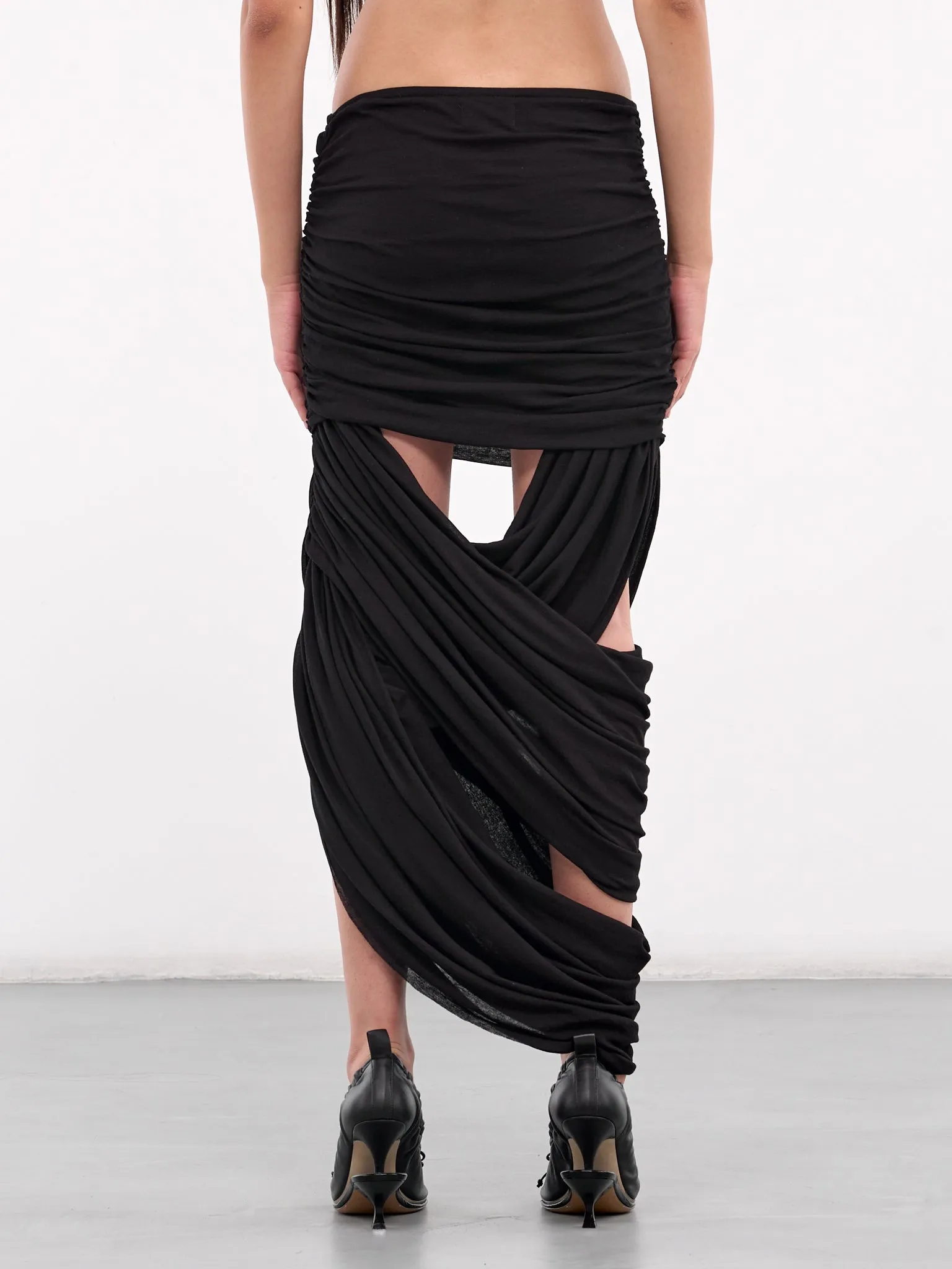 Draped Cut-Out Skirt (09SK02BK-DRAPED-CUT-OUT-BLACK)