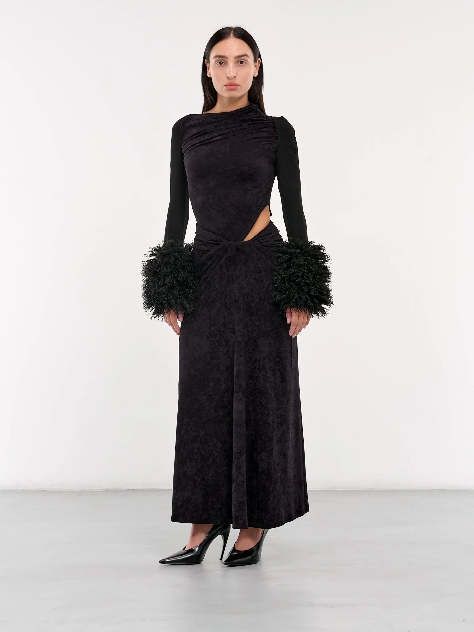 Draped Velvet Jersey Skirt (SK02T1BL900-BLACK)