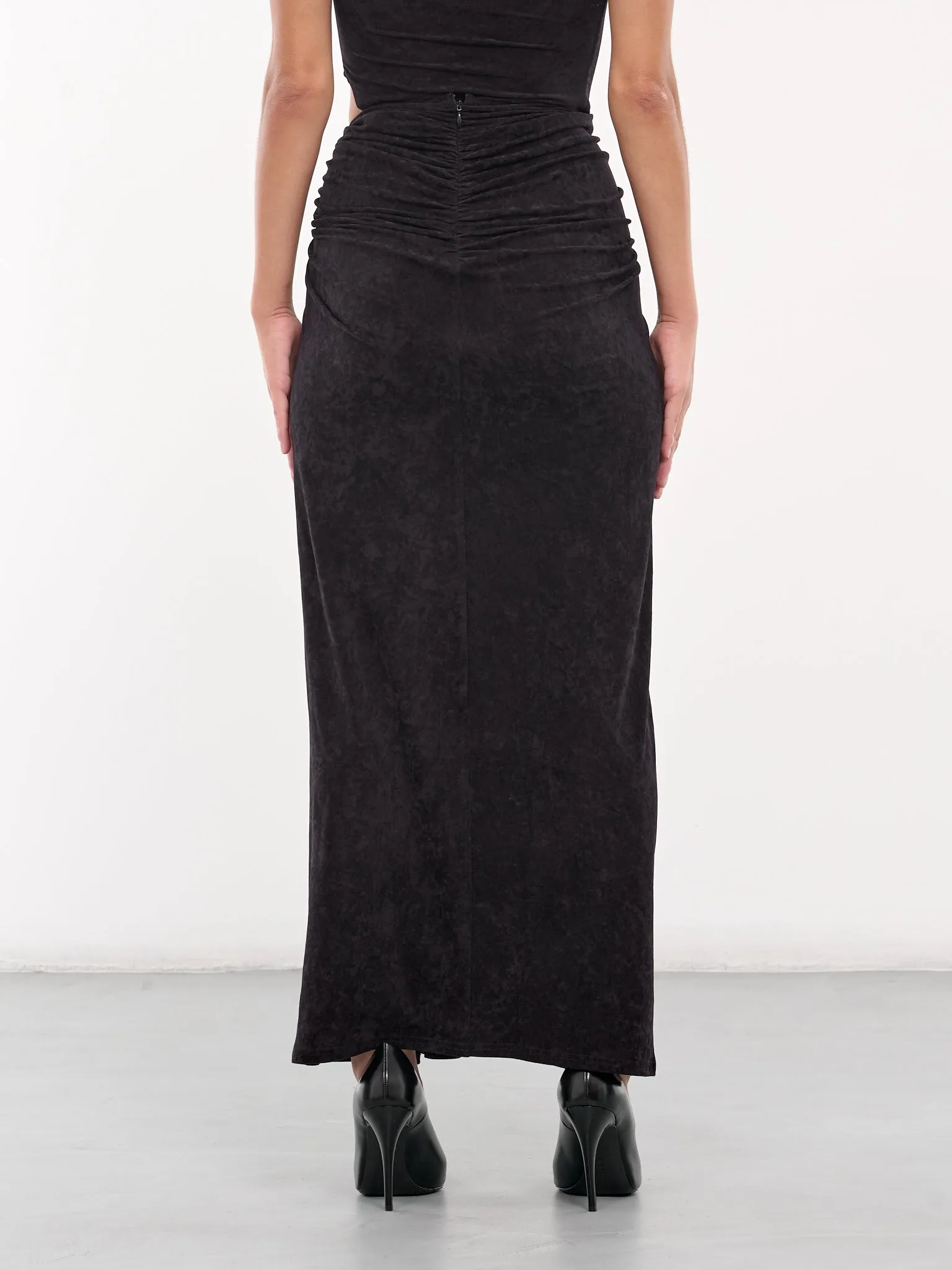 Draped Velvet Jersey Skirt (SK02T1BL900-BLACK)