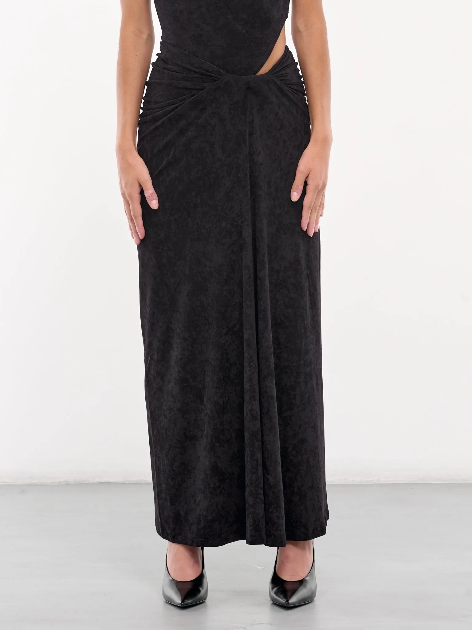 Draped Velvet Jersey Skirt (SK02T1BL900-BLACK)