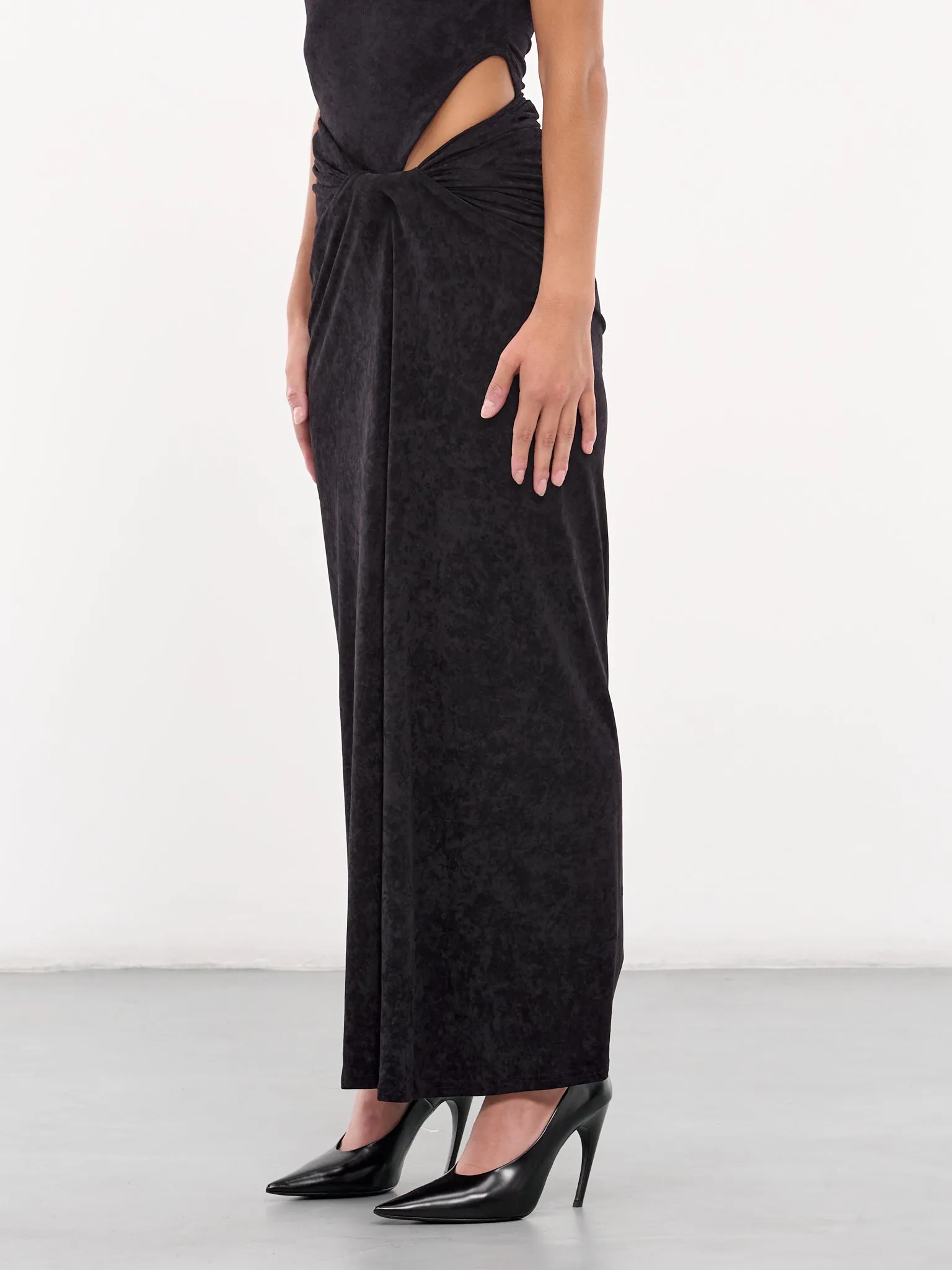 Draped Velvet Jersey Skirt (SK02T1BL900-BLACK)