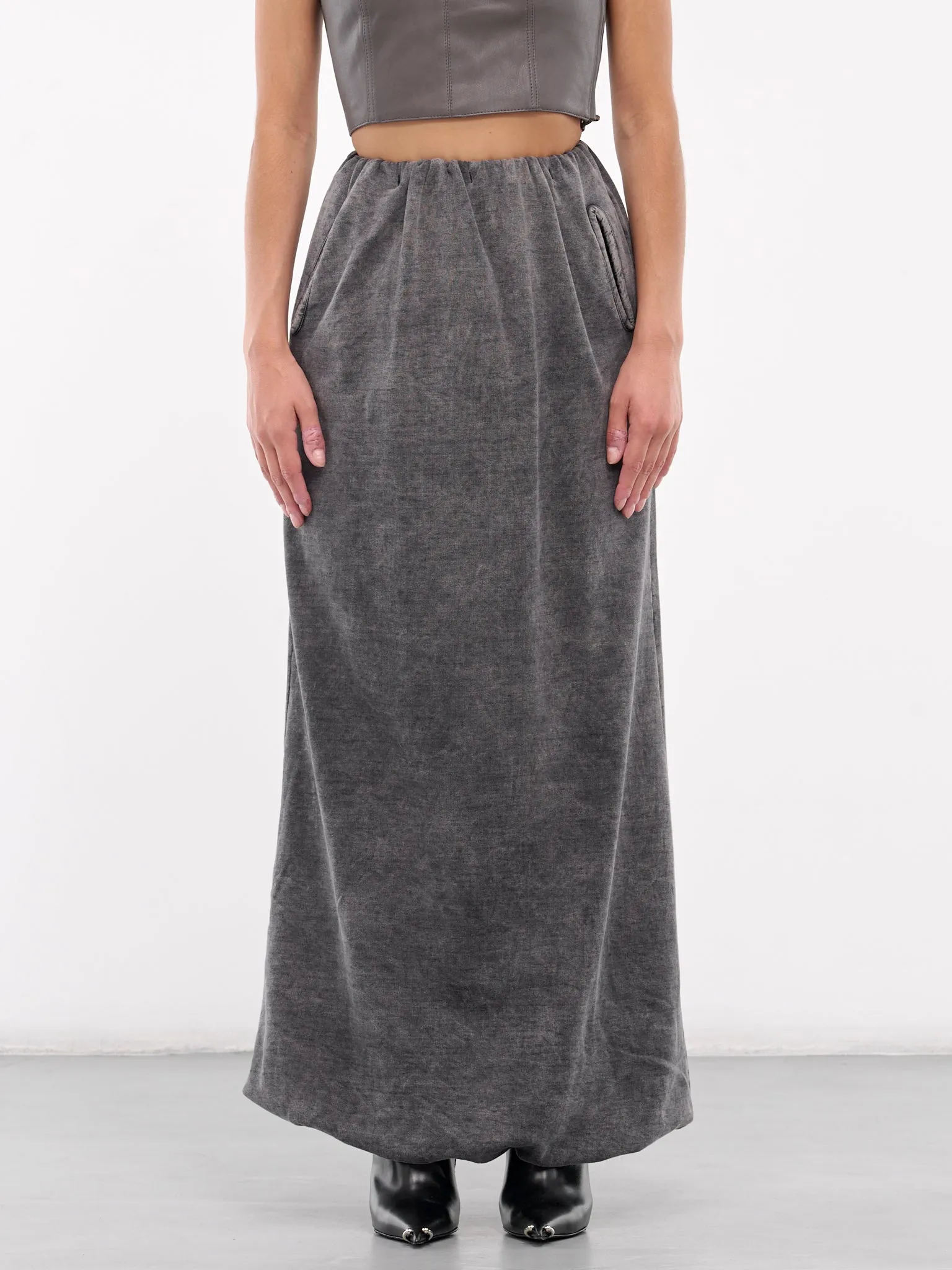 Elasticated Maxi Skirt (A16524-0EGBV-BLACK-DENIM)