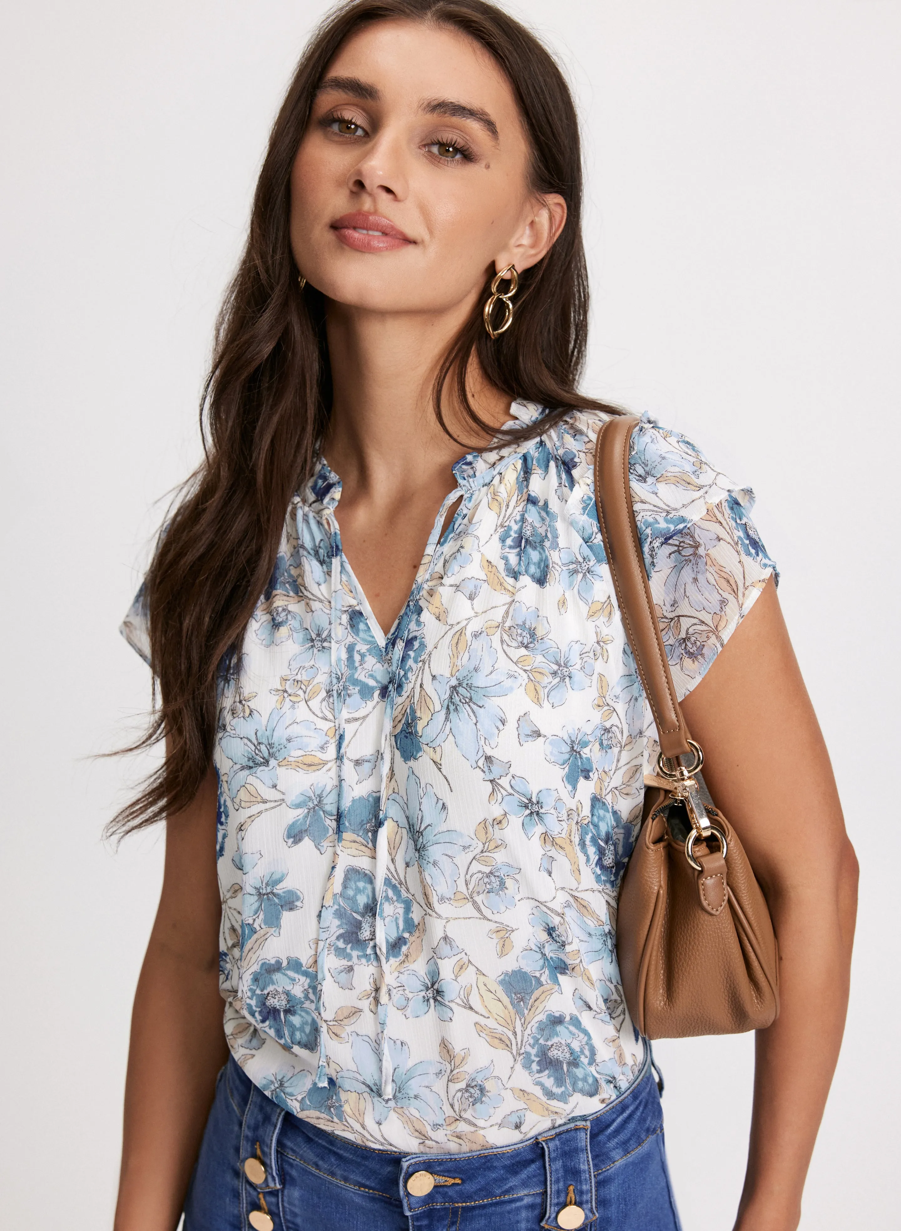 Floral Flutter Sleeve Top