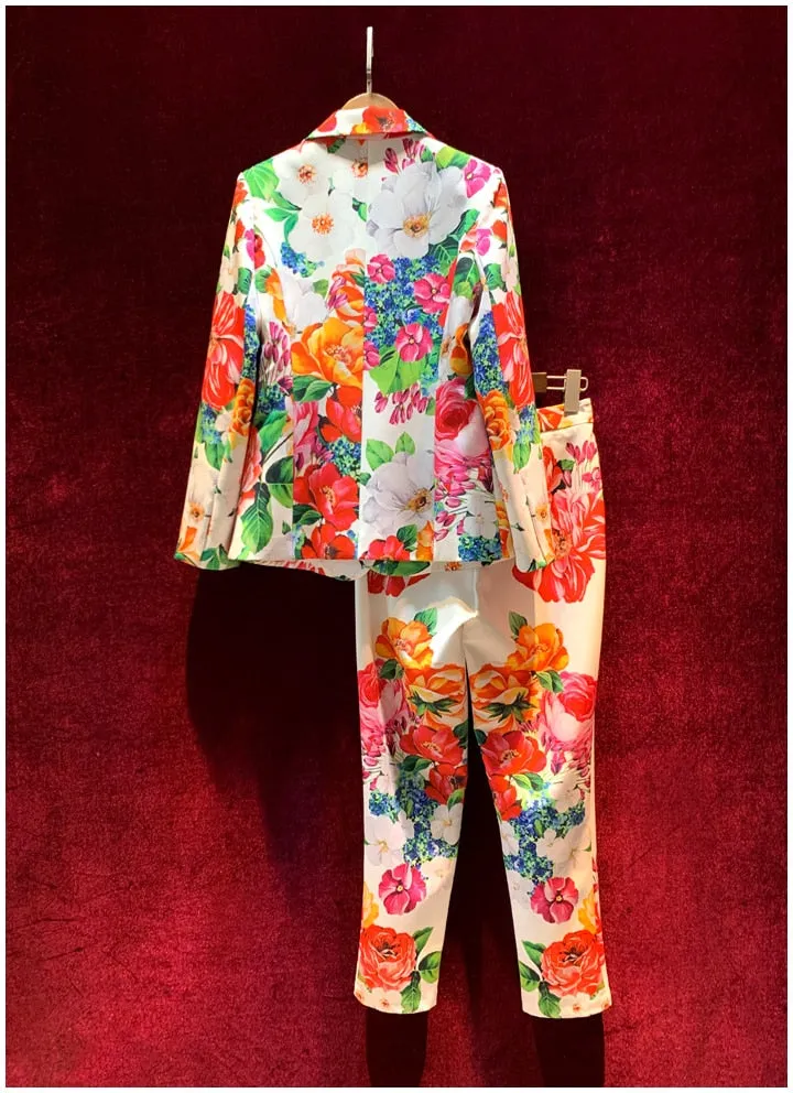 Floral Print Blazer with pants