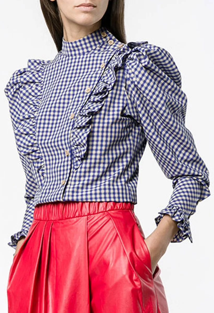 Frilled Gingham Blouse