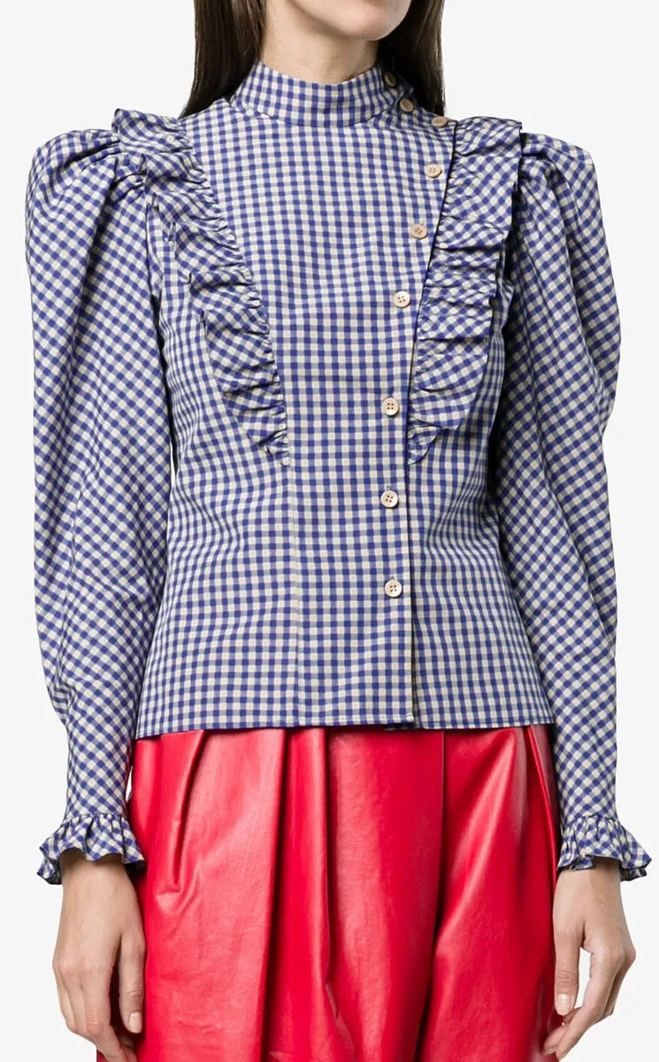 Frilled Gingham Blouse