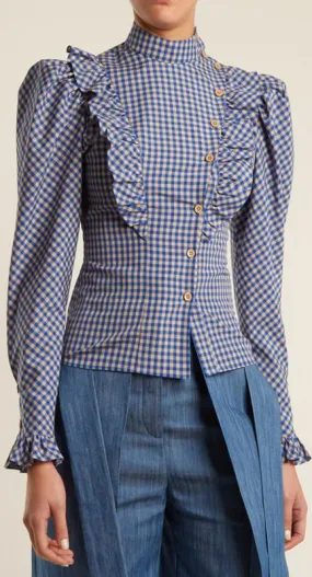 Frilled Gingham Blouse