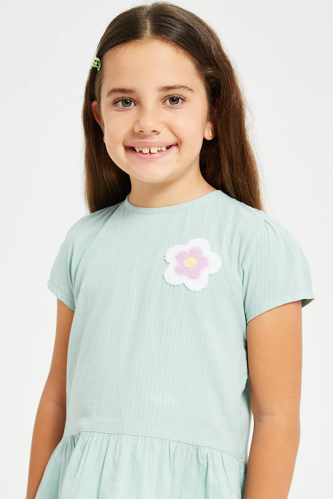 Girls Blue Frilled Blouse