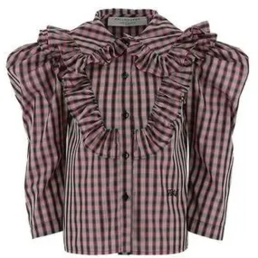 Girls Pink & Black Gingham Blouse