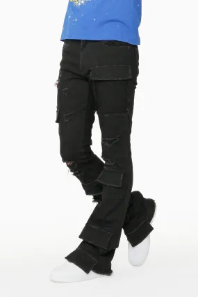 Glenn Black Stacked Flare Jean