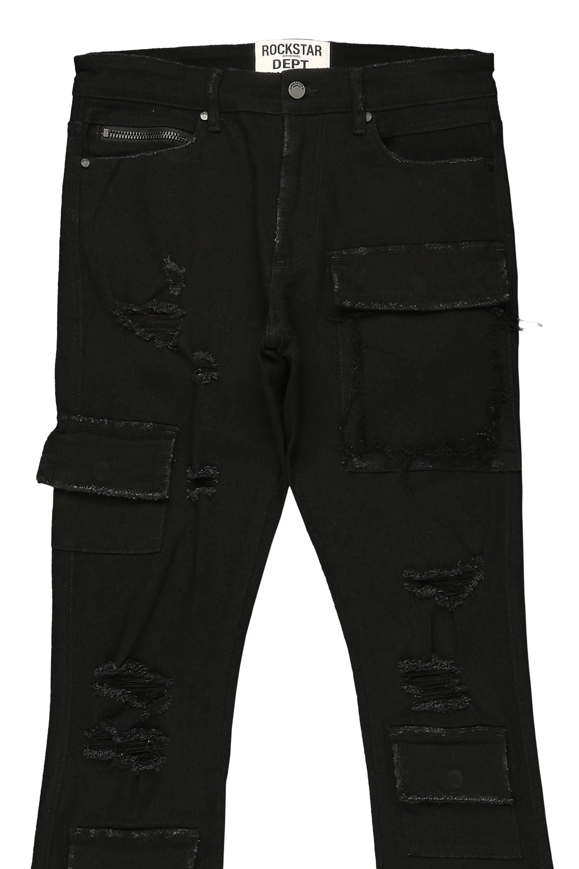 Glenn Black Stacked Flare Jean