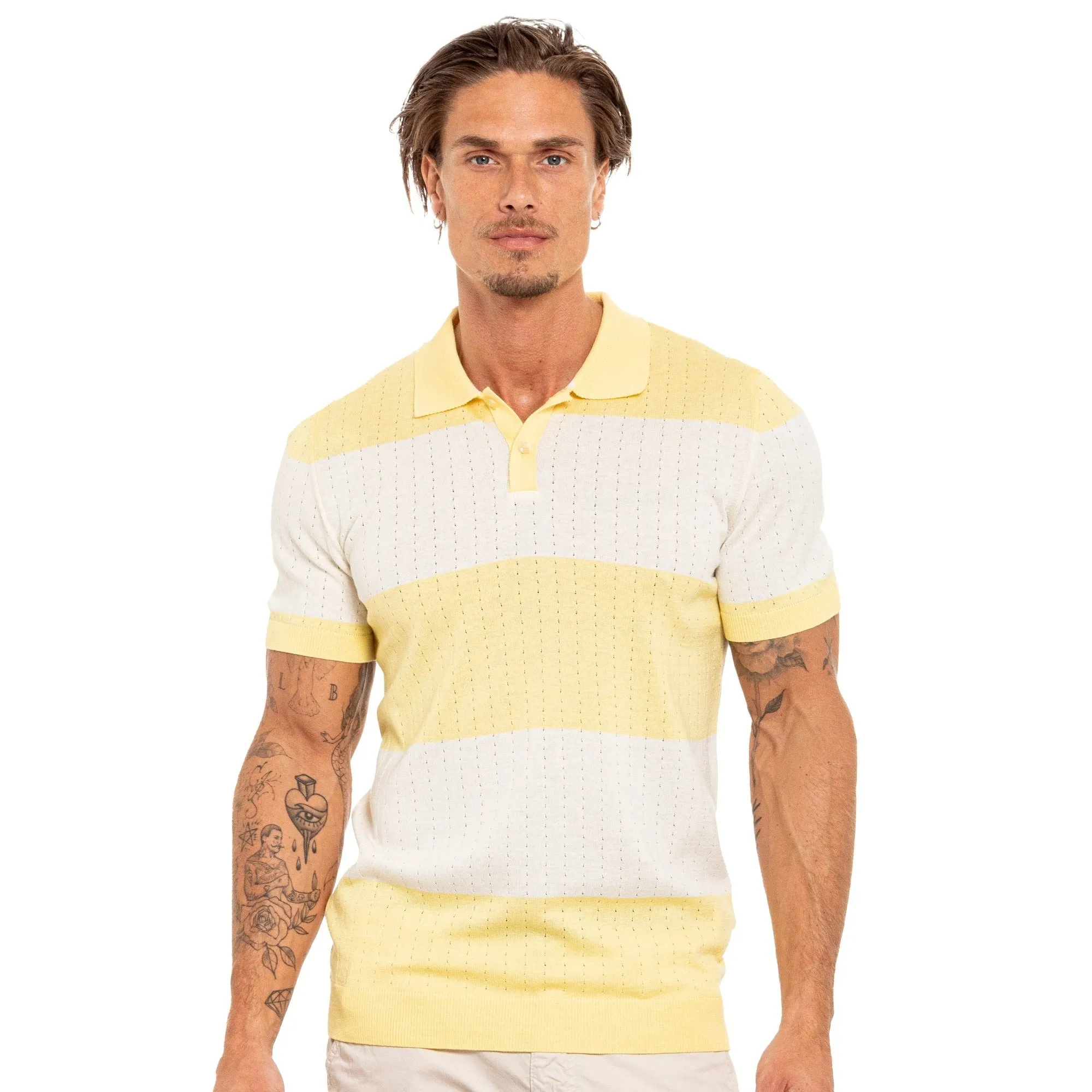 Gondola Knit Striped Polo - Yellow