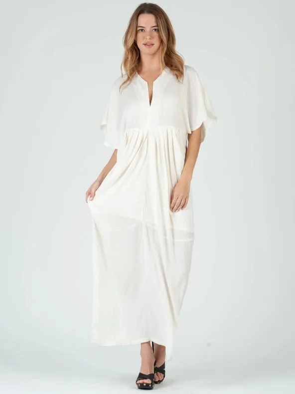 Hannah Notch Front Maxi Dress-Ivory