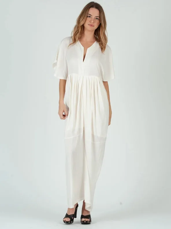 Hannah Notch Front Maxi Dress-Ivory