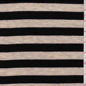 Heather Tan/Black Stripe Brushed Knit Fabric