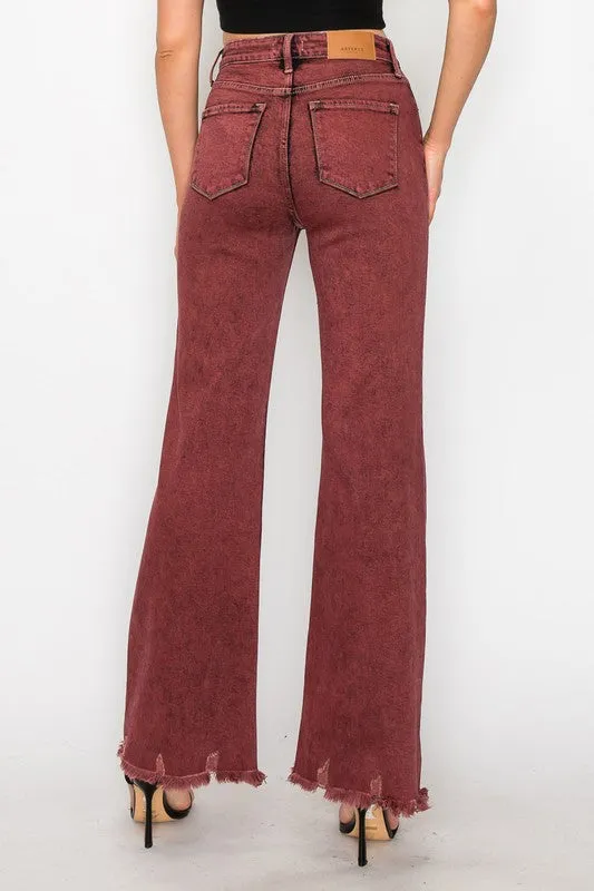 HIGH RISE FLARED LEG JEANS