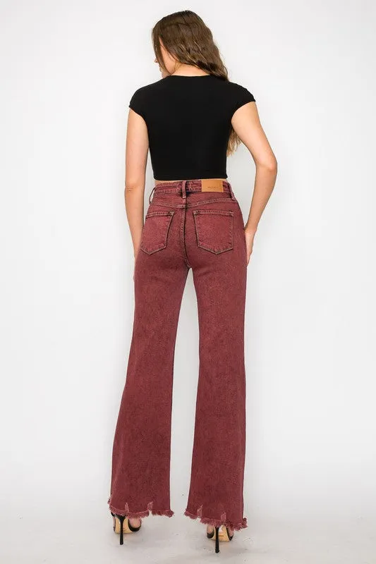 HIGH RISE FLARED LEG JEANS