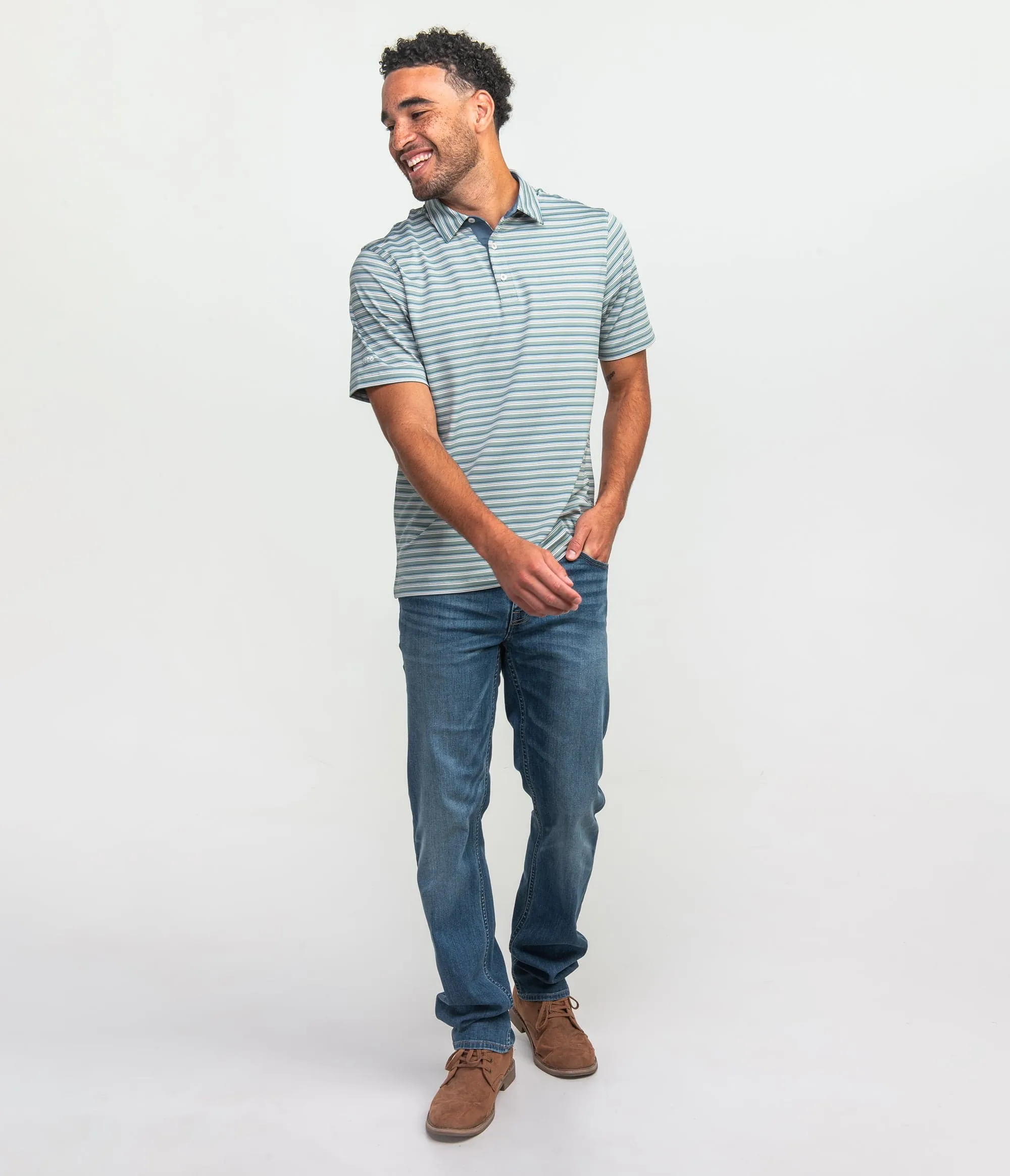 Hillsboro Stripe Polo - Foggy Bay