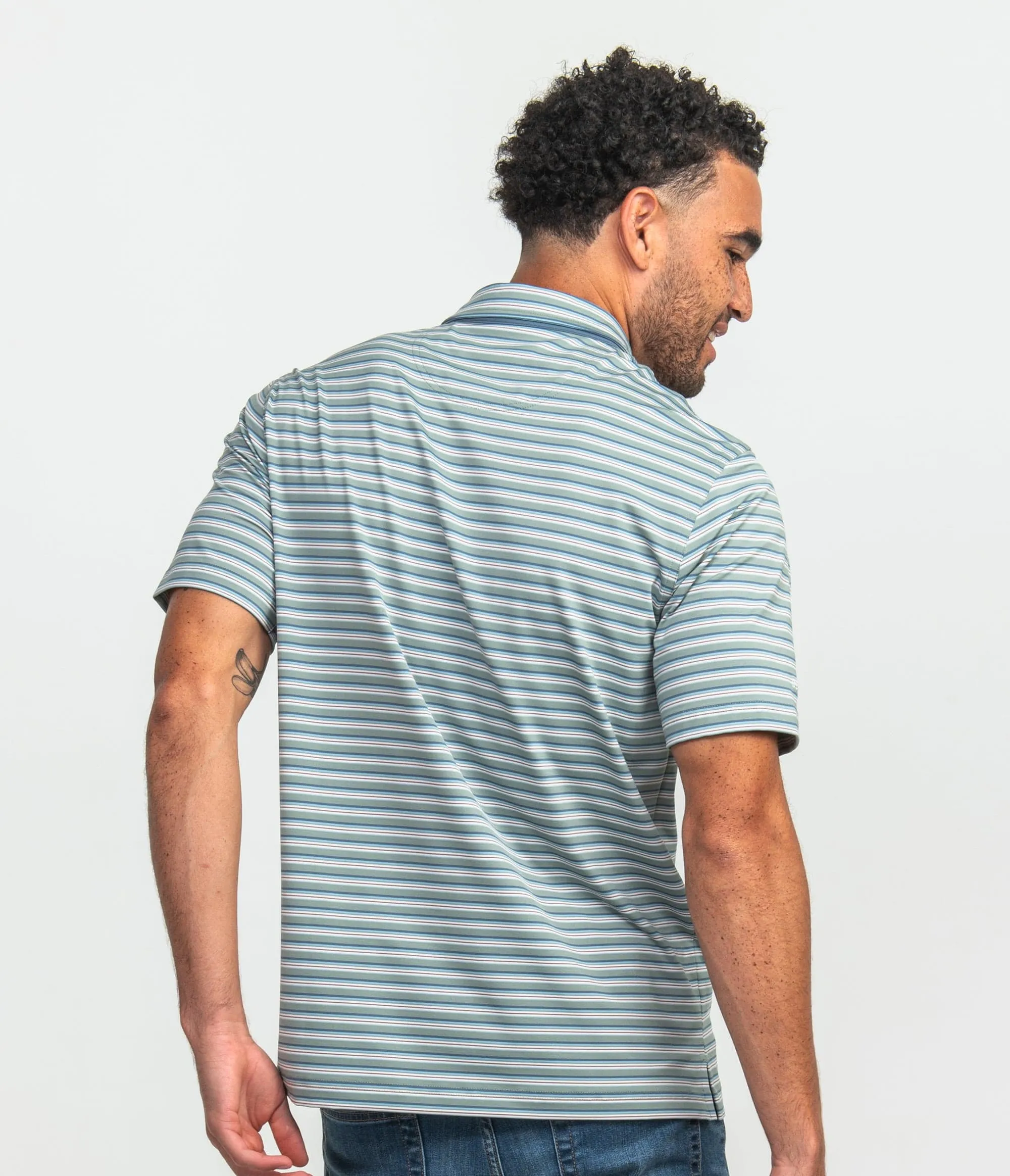 Hillsboro Stripe Polo - Foggy Bay