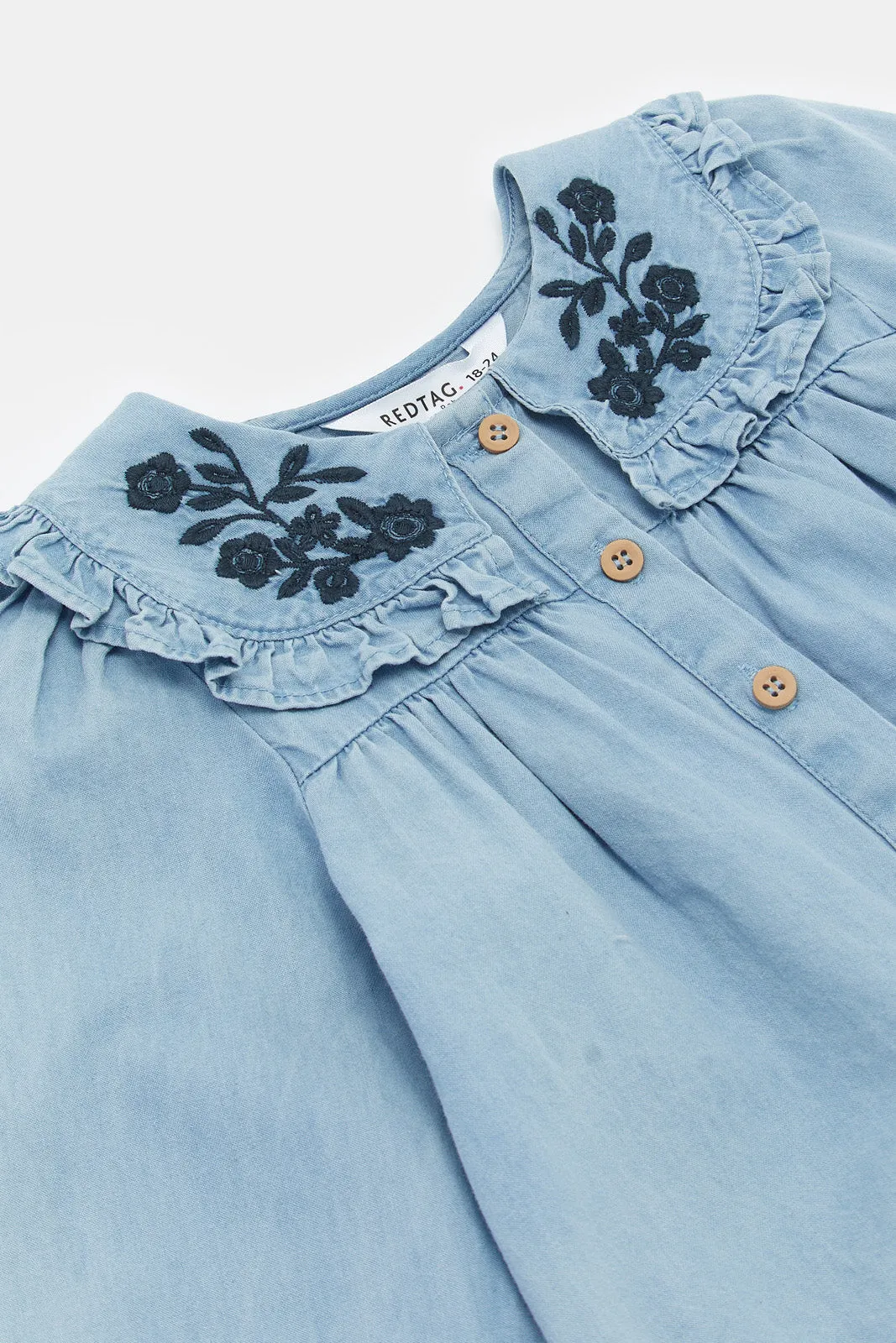 Infant Girls Blue Denim Front Buttoned Top